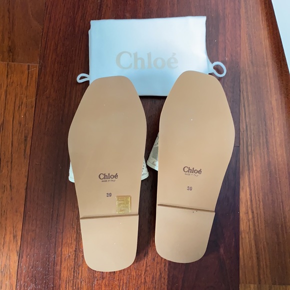 Chloe Woody Square Toe Lace Logo Slide Sandals - Picture 7 of 7